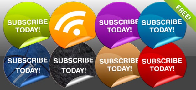 eight rss subscribe badges with beautiful color style