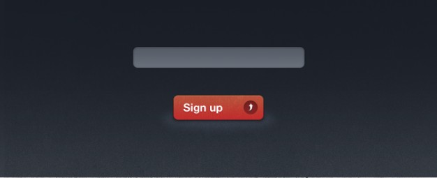 email newsletter form and sign up button interface with dark background