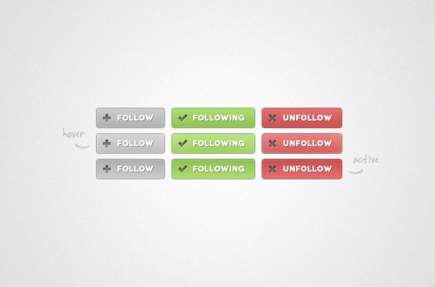 follow unfollow buttons with three states