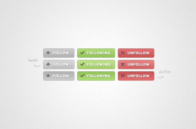 follow unfollow buttons with three states