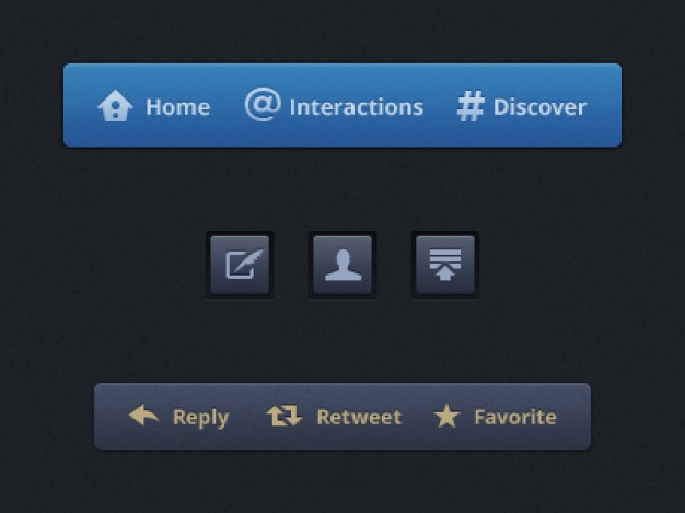 freebie twitter glyphs UI design for app in dark style