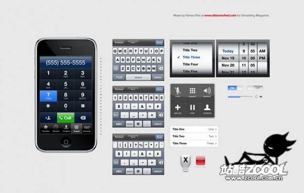 iphone gui fine layered material for iphone input method interface