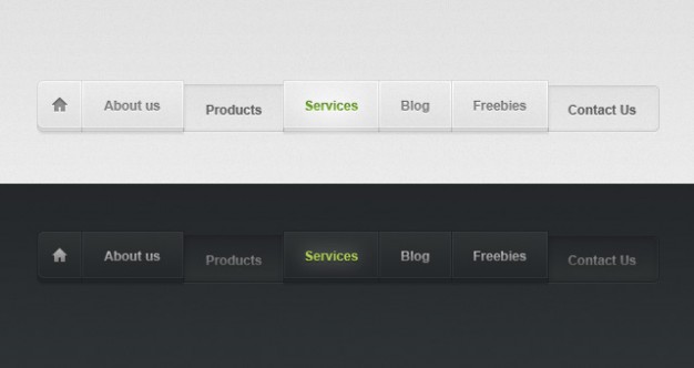 light and dark navigation web menu in black and white style