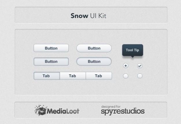 modern snow kit with button tool tip tab elements