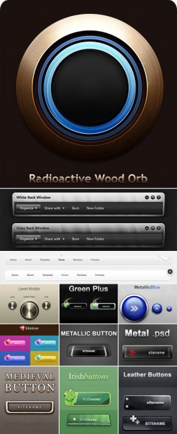 Navigation bar for web design elements material in metal style