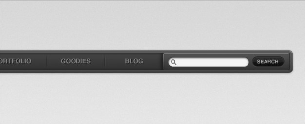 navigation interface with search field in dark gray style