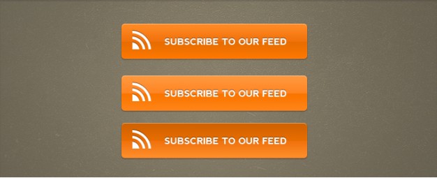 orange rss subscribe buttons in orange over brown background