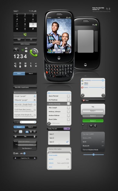palm pre mobile user interface set layered material