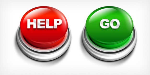 push button icons with go and help sign