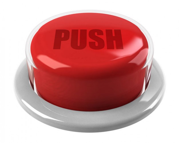 red three dimensional buttons with push sign layered material