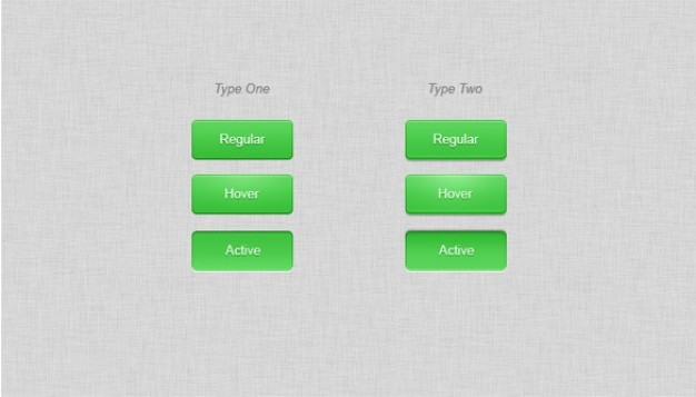 shiny green buttons with hover active states