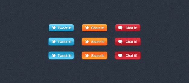 small interface buttons in three color style
