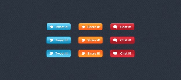 small interface buttons in three color style