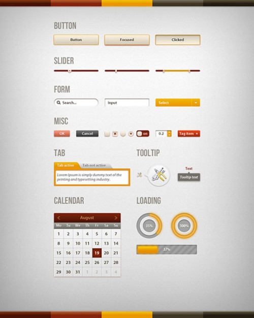 sophisticated page elements layered material with Calendar bar box button