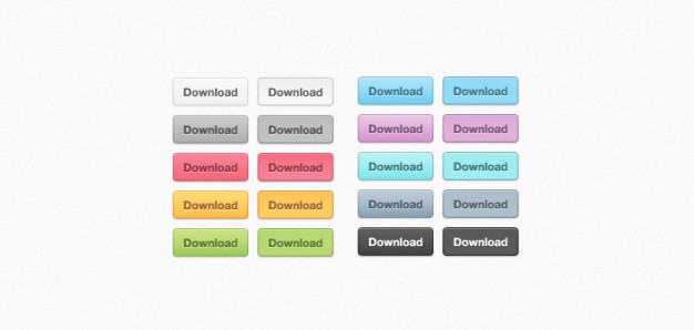 ten simple web buttons for download in different color