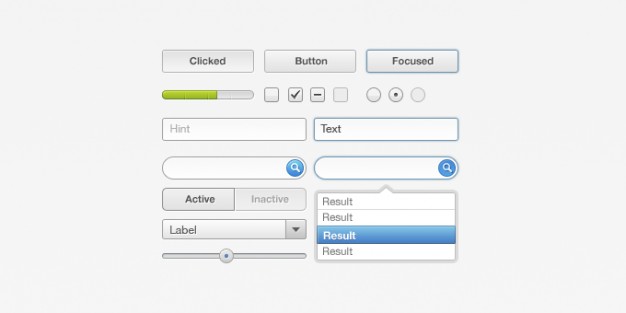 ui element set with button radio dropdown