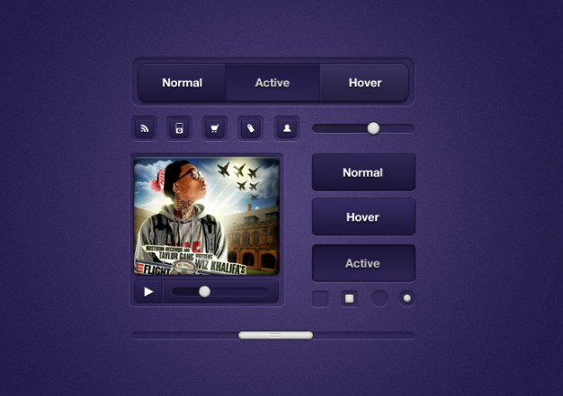 ui elements with different status in purple