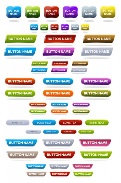 variety of web buttons layered material in different colour grid elipse