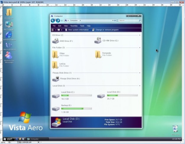 vista aero desktop the interface hierarchical file