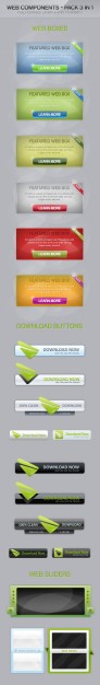 web button design layered material set