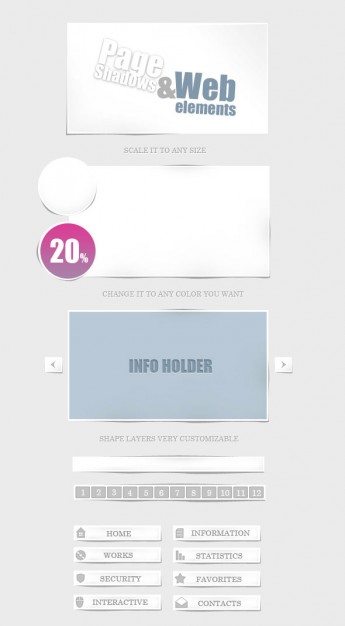 web design elements material with home information etc button