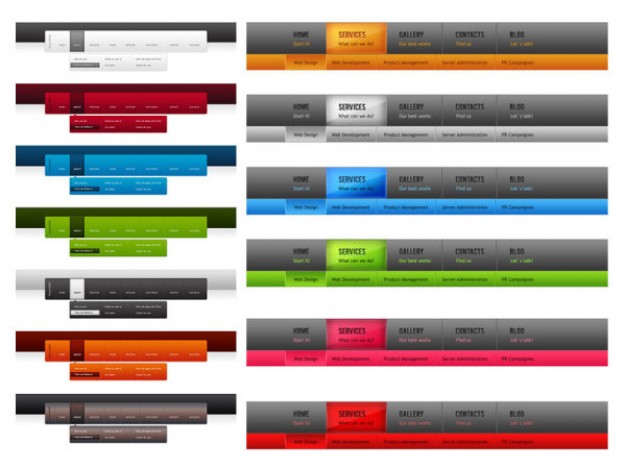 web design navigation bar material in gray background