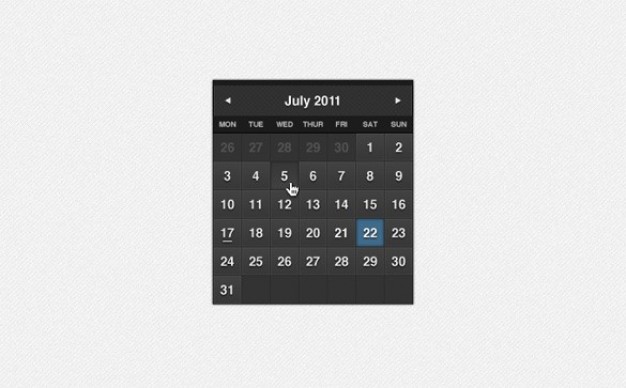 dark formal month calendar widget