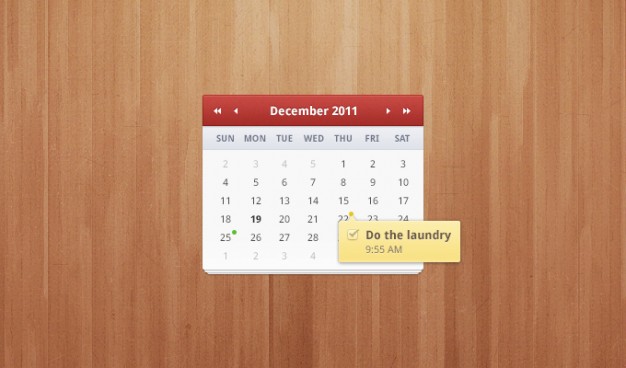 calendar clean shadow sleek smooth soft subtle ui over wood background