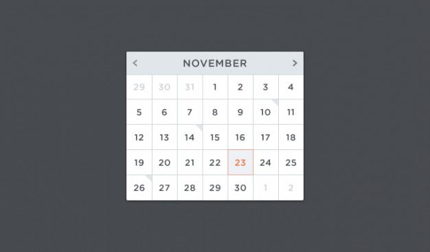 calendar psd in clear style