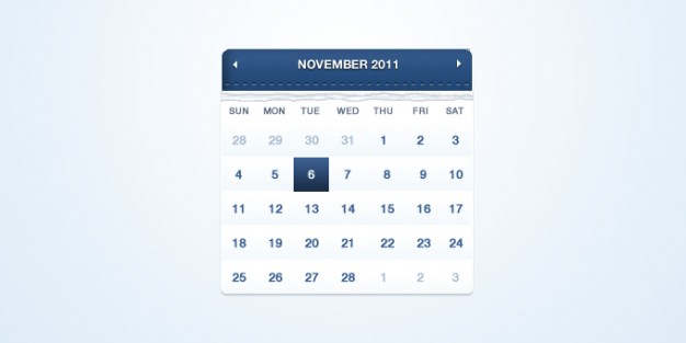 calendar with blue top and light blue background