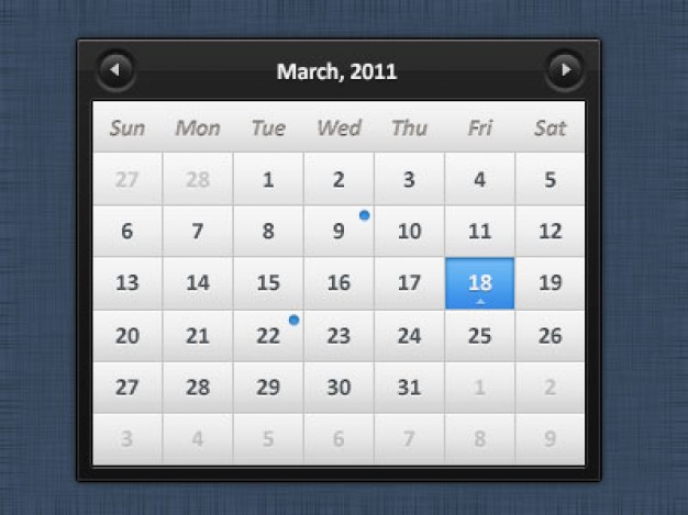 calendario for web or app Calendar Interface design