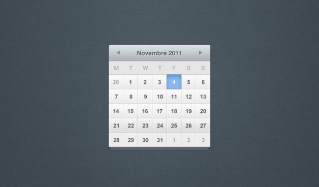 calender calender psd ui over dark blue background