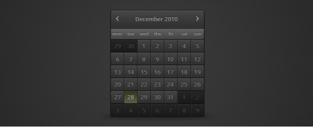 dark calendar over dark background