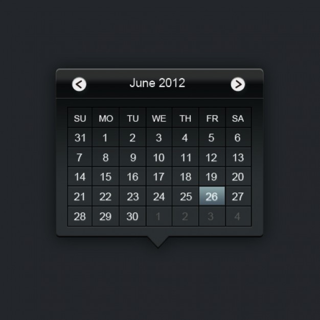 web calendar layered material in dark style