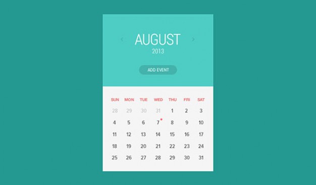 widget calendar flat style with green background