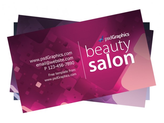 beauty salon business card template in pink background