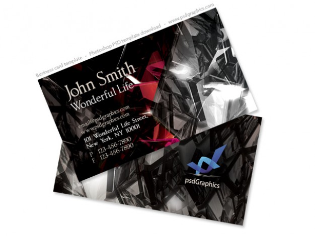 black business card design two sided template with interleaved crystals