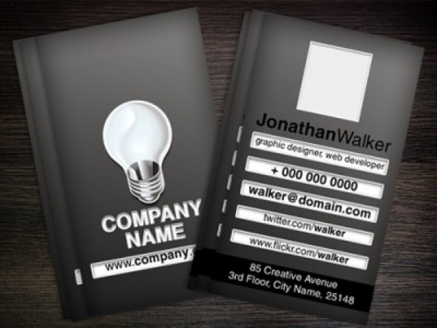 black business card template in dark style