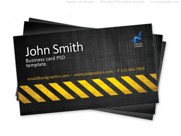 business card dark style template construction hazard stripes theme