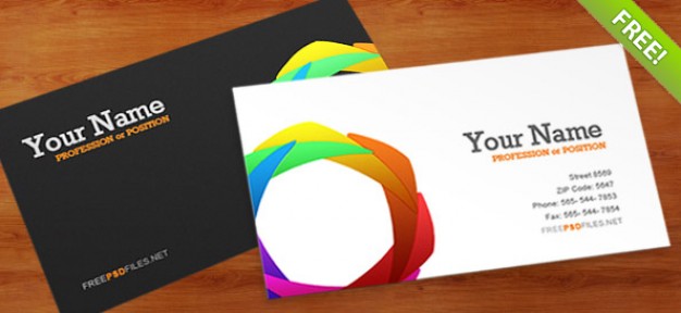 business card template with circle made of colorful grids