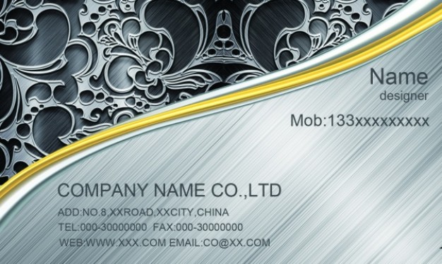 business card templates layered material with cool swirls and golden line