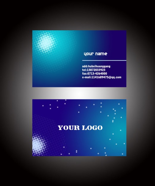 business card with blue grandient sun light and stars