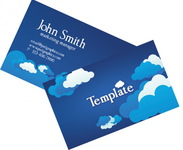 card template with clouds and blue sky