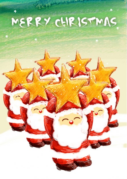 cite stars the lovely santa claus with orange stars on head