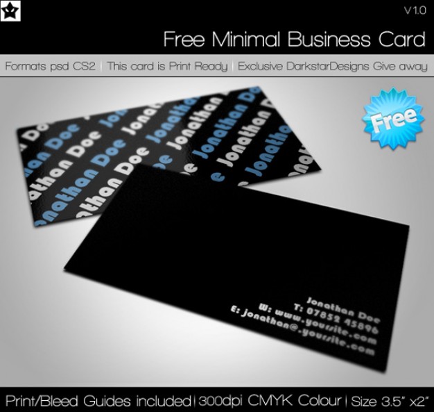 clean crisp minimal business card in dark style
