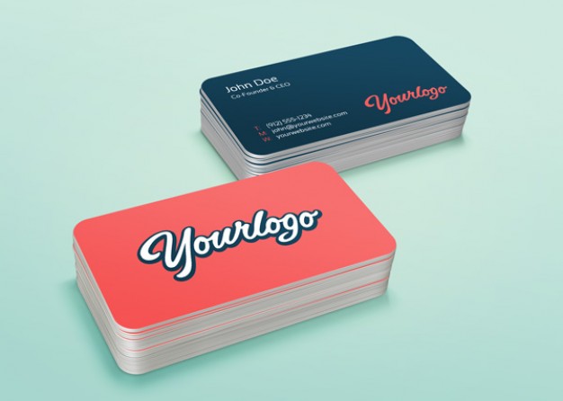 clean photoshop business card over light blue background