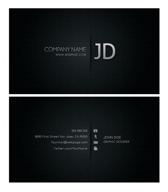 cool business card template layered material in dark silent style