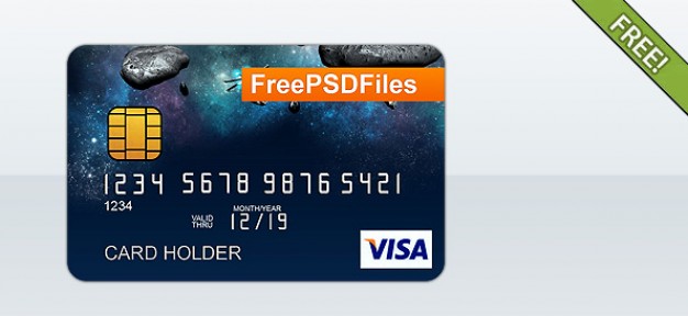 credit card template with space sky background