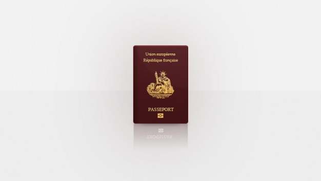 french passport with rose red color
