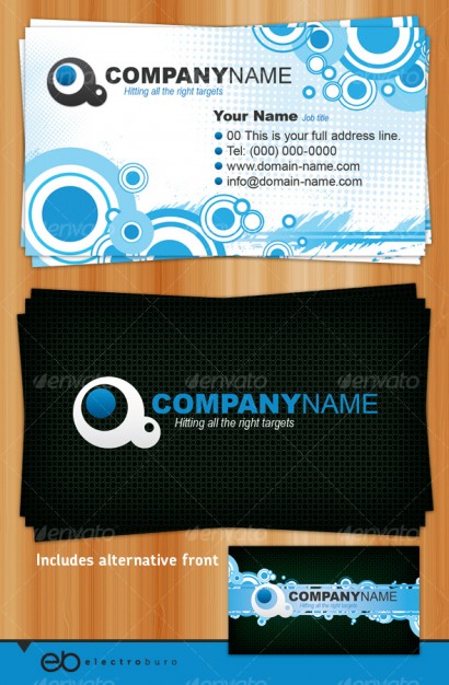 Gorgeous business card templates layered material with targets and waves